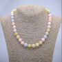 Morganite necklace with natural stone, smooth beads, 10 mm diameter ±, 48 cm length ±