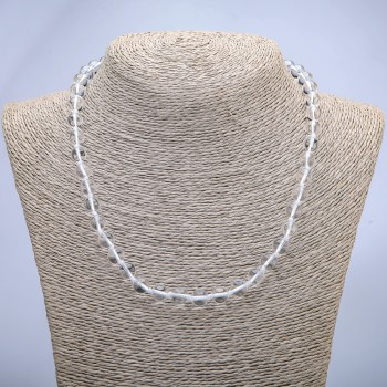 Beaded necklace with mountain crystal — smooth round beads, 8 mm diameter, 45 cm long