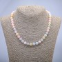 Morganite natural stone necklace with smooth beads, 8 mm diameter, length 45 cm