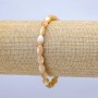 Elastic bracelet with natural beige mother-of-pearl. Oval, 10x6 mm, 5 mm, length 18 cm