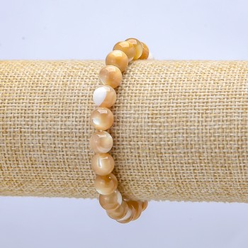 Beige natural mother-of-pearl elastic bracelet
