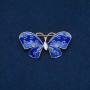 Butterfly Brooch in Gold-Tone Metal, Enamel, and White Rhinestone 48x24mm +