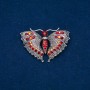 Butterfly Brooch in Silver-Toned Metal, Burgundy and Petrol Crystals 35×50 mm +
