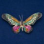 Butterfly brooch in gold-toned metal with multicolored rhinestones, 42×82 mm