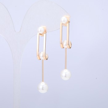 Xuping Earrings 18K Gold Plating with Majorca Pearls, diameter 47x6 mm +
