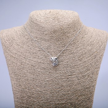 Xuping chain with 'Chameleon' pendant and white crystal, rhodium plating, 1.3 mm thick, 38 cm long