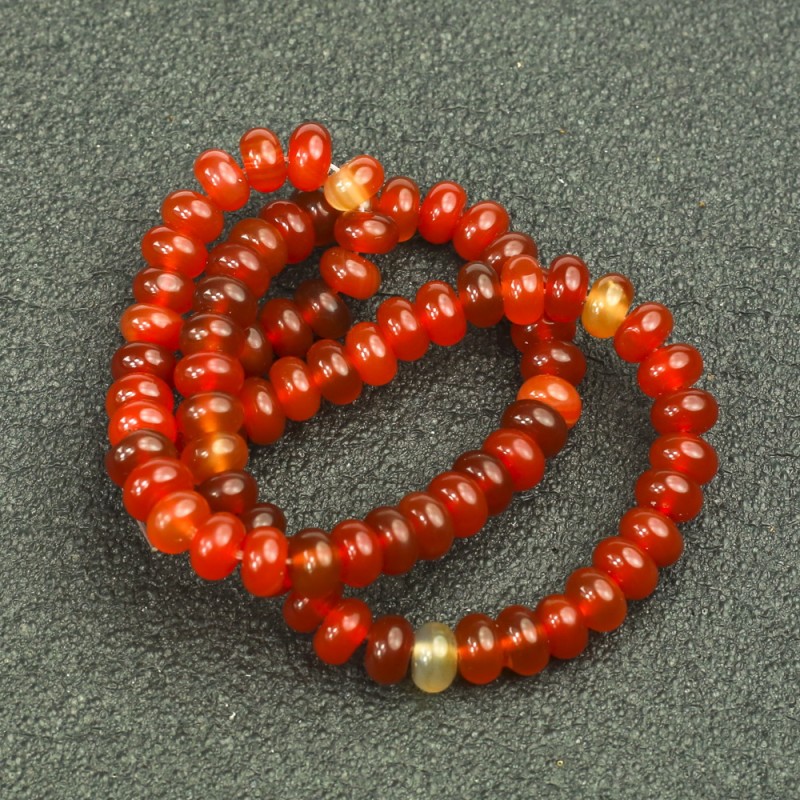 Natural stone beads on a thread, Carnelian smooth rondelle, diameter 8x5mm + -, length 40 cm +