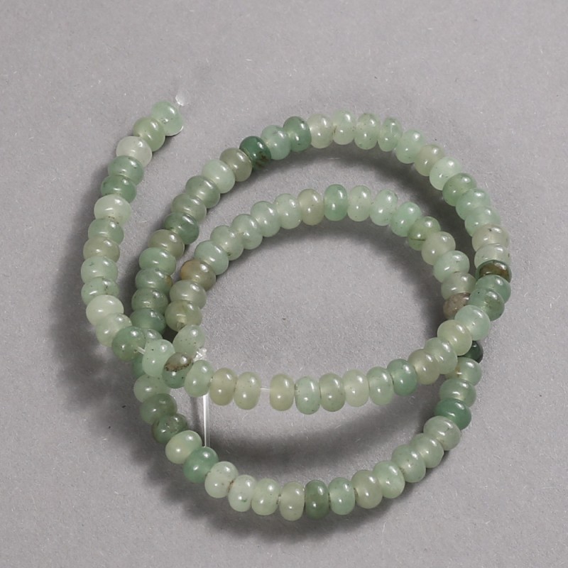 Beads on a string of natural jade smooth rondelle, diameter 6x4mm, length 39cm