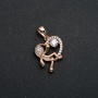 Xuping 18K Gold-Plated Heart Pendant with a Little Man Figure and White Crystals, diameter 24x15 mm +