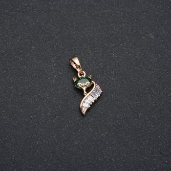 Xuping Pendant with 18K Gold Plating and White and Green Crystals, 20×10 mm
