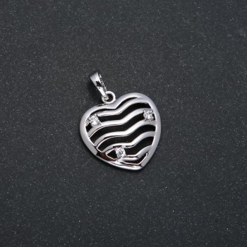 Кулон Xuping Родій Серце з білими стразами, діаметр 25х18мм +