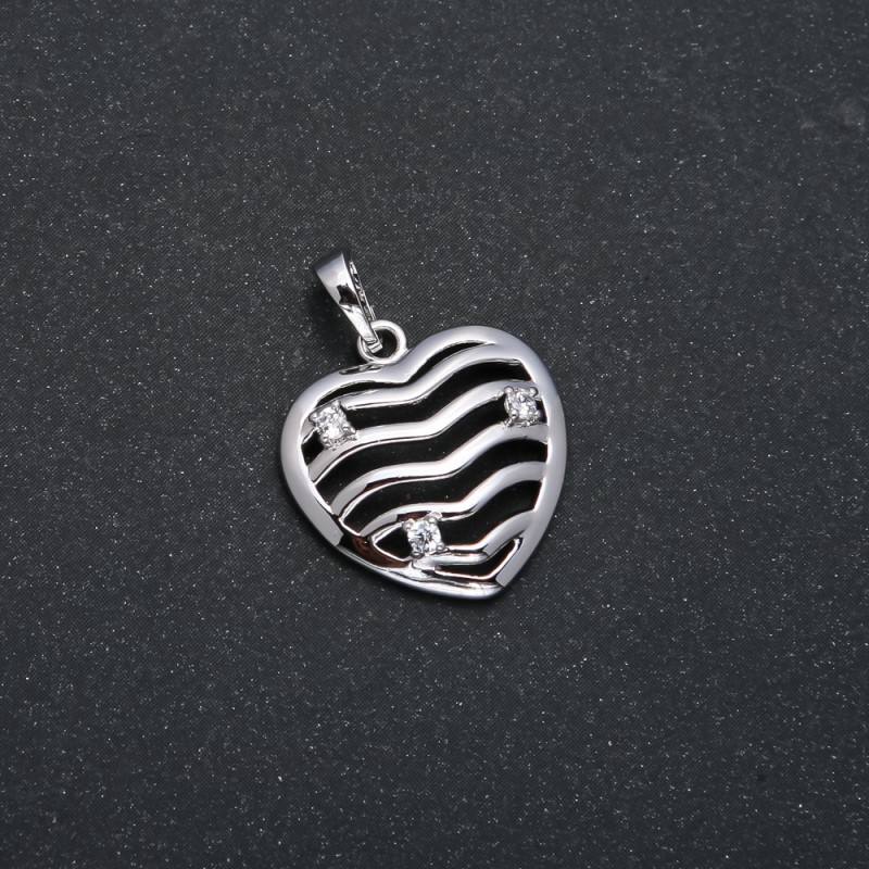 Pendant Xuping Rhodium Heart with White Crystals, diameter 25x18 mm +