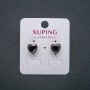 Heart Earrings by Xuping - Heart Stud Earrings, 18K Gold Plating with Black Crystal, 9mm Diameter +