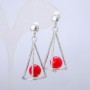 Xuping Rhodium-Plated Stud Earrings with Red Bead, 42 × 20 mm +