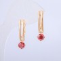 Xuping 18K Gold-Plated Earrings with Red Crystal, 26×4.5 mm diameter +