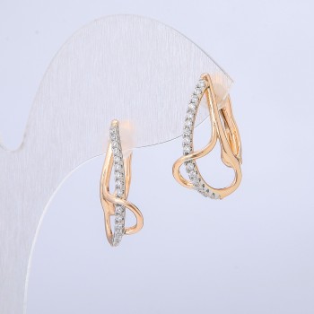 Earrings Xuping 18K Gold Plating with White Crystals, 21×10 mm +