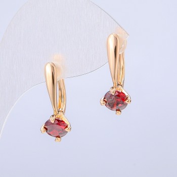 Xuping Earrings 18K Gold Plating with Red Crystal, Diameter 22×8 mm +