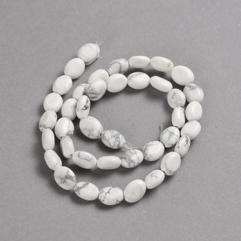 Beads on a string of natural chalcedony, smooth oval, diameter 10×8 mm + -, length 39 cm +