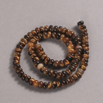 Tiger's Eye natural stone beads on a thread, smooth rondel, diameter 6x4 mm + -, length 39 cm +