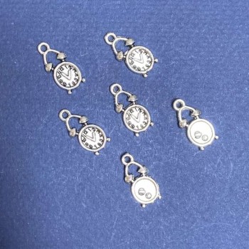 Pendant Finding 'Alarm Clock' - Silver Metal Color - Pack 20 g ± 20 pcs