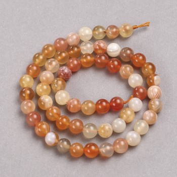 Beads on thread of natural orange agate — smooth spheres, diameter 6.5 mm + -, length 39 cm +