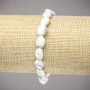 Elastic bracelet with natural howlite beads, smooth oval, 10×8 mm, length 18 cm +/-
