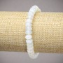Elastic bracelet with synthetic Moonstone, smooth rondelle beads, diameter 8×5 mm, length 18 cm