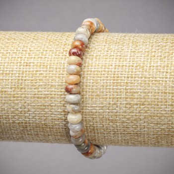Elastic bracelet made of natural Moroccan Agate, smooth rondel beads, diameter 6x4 mm ±, length 18 cm ±