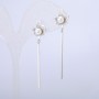 Xuping Rhodium-Plated Stud Earrings with White Seed Bead, diameter 50x12 mm