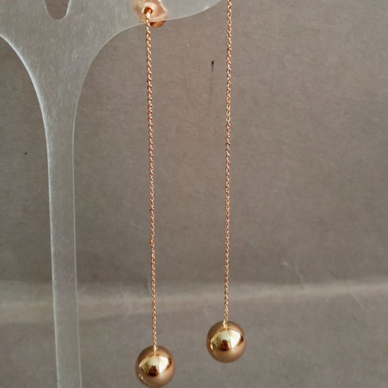 Xuping 18K Gold Plated Ball-Stud Earrings, 10 mm diameter + -, 10 cm length +