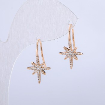 Xuping Earrings in 18K Gold Plating with White Crystals, diameter 22x12 mm +