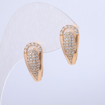 Xuping Earrings, 18K Gold Plating with White Crystals, 18x10 mm Diameter +