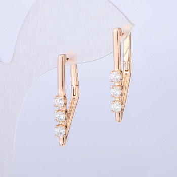 Earrings Xuping 18K Gold Plating with White Crystals, length 27mm +