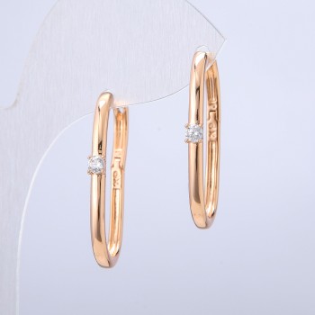 Earrings Xuping 18K Gold Plating with White Crystal, thickness 2.5 mm, length 30 mm