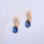 Xuping Earrings with 18K Gold Plating, White Crystals and a Dark Blue Crystal, Diameter 20x6 mm +