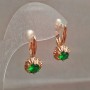 Xuping Earrings, 18K Gold Plating with Green Crystal, 27×10 mm +