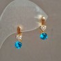Xuping Earrings 18K Gold Plated with Blue Crystal, 16×5 mm diameter +