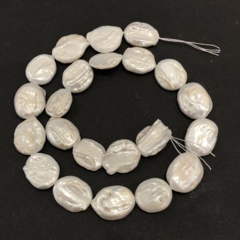 Natural Baroque Pearl Thread, diameter 19x15 mm, length 40 cm +/- with iridescence