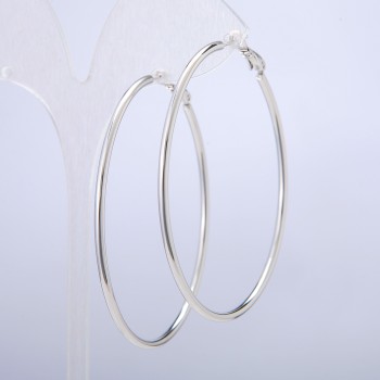 Xuping Rhodium Hoop Earrings, 2 mm thick, 58 mm diameter