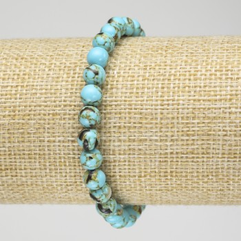 Elastic bracelet with Imperial Jasper turquoise shade (pressed) smooth bead, 6 mm diameter+
