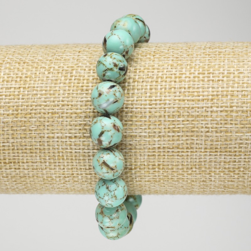 Elastic bracelet with Imperial Jasper, light green (pressed) smooth bead, 10mm diameter+