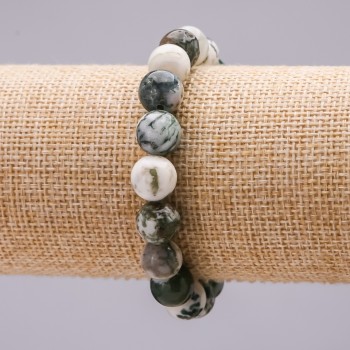Elastic Moss Agate Bracelet, diameter 10.5mm+