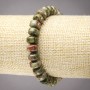 Elastic bracelet with jasper, heliotrope, and unakite, smooth rondel beads, diameter 9×7 mm+