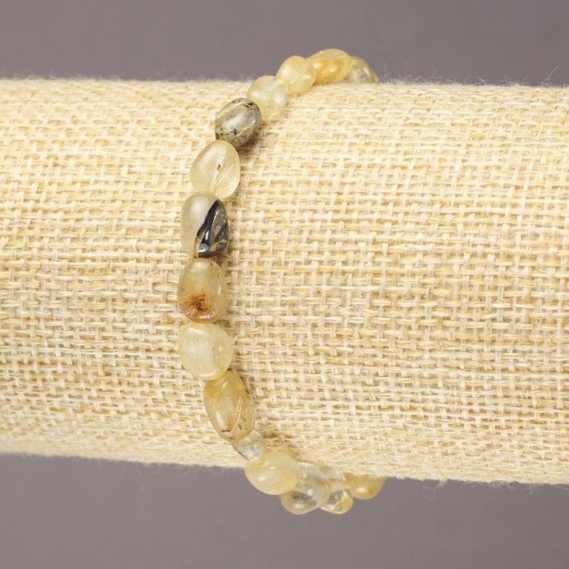 Elastic bracelet with natural rutile quartz, faceted, 8x6 mm diameter +
