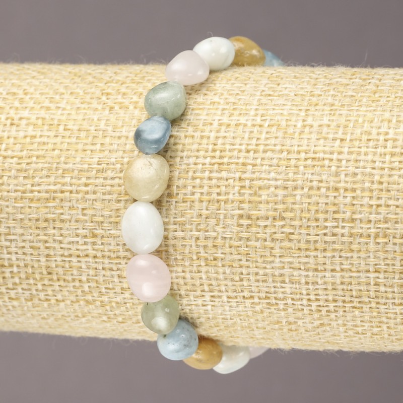 Morganite Faceted Bead Bracelet, Natural Stone, Bead Size 7×9 mm (±)
