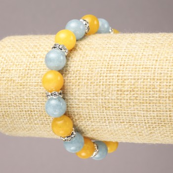 Elastic Bracelet with Aquamarine and Citrine