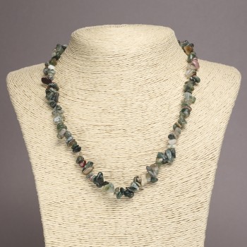 Bead Necklace of Natural Jasper - Multicolored Chips, 6-8 mm Diameter, 45 cm Length on Extender Chain