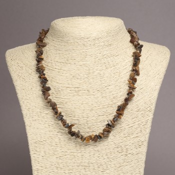 Natural Tiger's Eye Chip Necklace, 6–10 mm chips, 45 cm length +/- on an extension chain