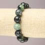 Elastic bracelet with natural zoisite beads, smooth 12 mm spheres
