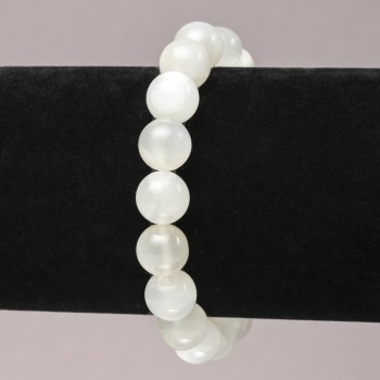 Adularia bracelet on elastic cord with smooth beads, 10 mm diameter+